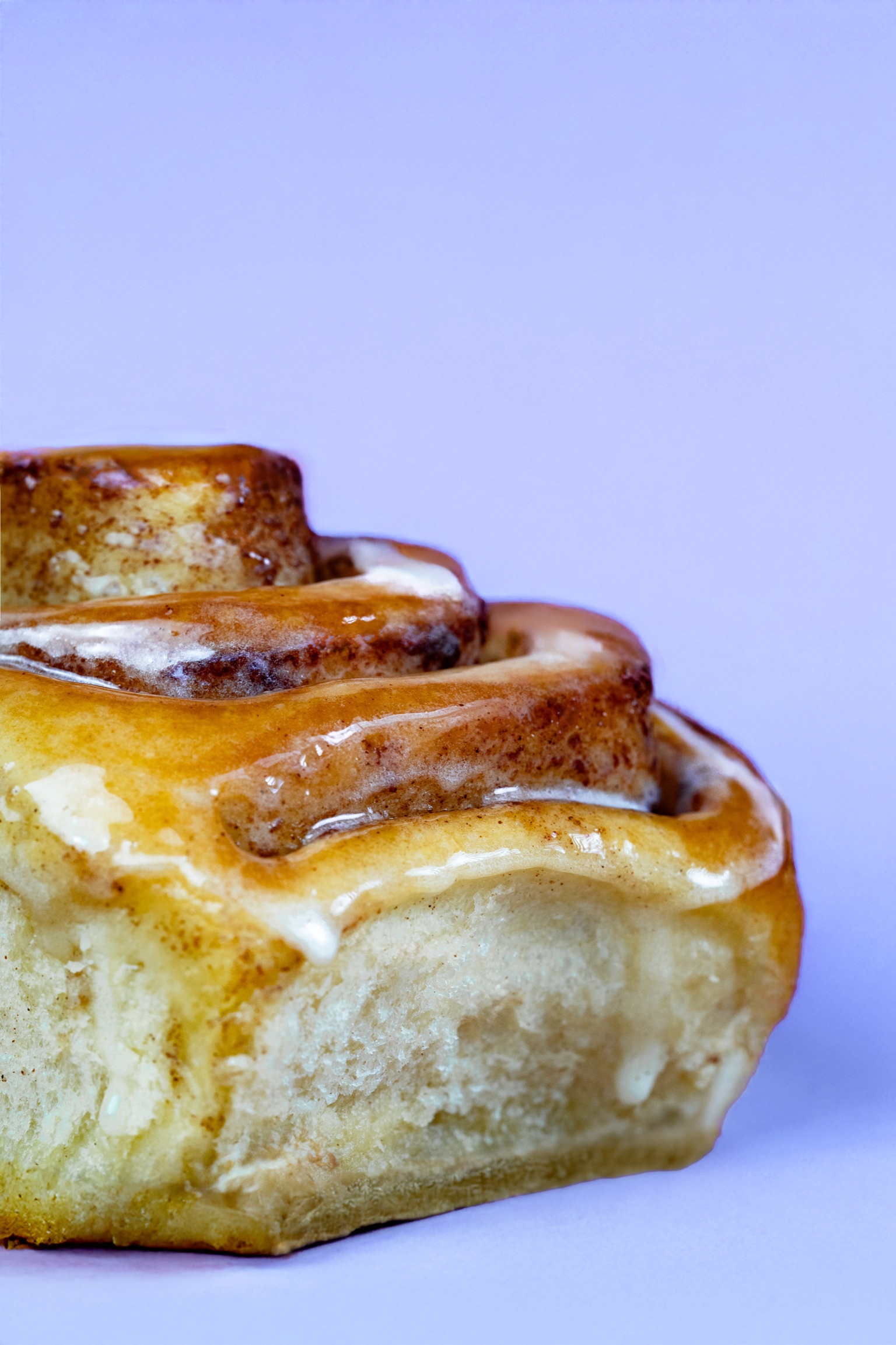 Close up of a Cinnamood cinnamon roll